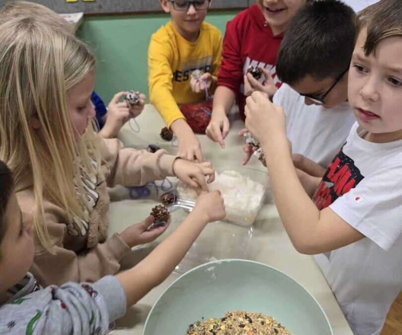 Eko skupina PŠ Antin izrađuje hranilice za ptice i brine o prirodi